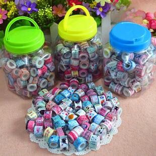 包邮韩版儿童卡通桶装胶带手工DIY彩色胶带胶条胶纸相片贴80个装