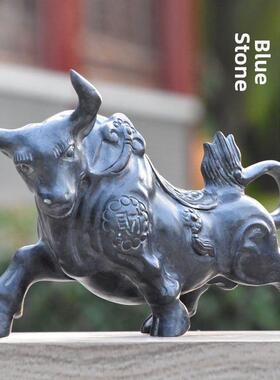 石头牛摆件镇宅牛气冲天石材青石雕刻牛办公室招财石雕十二生肖牛