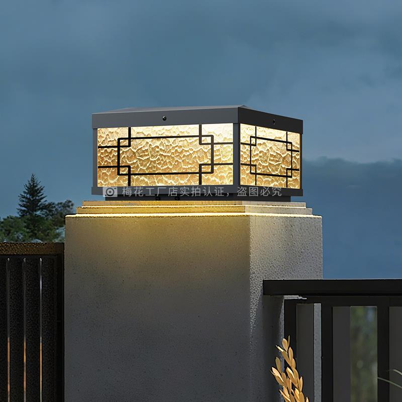 太阳能柱头灯户外防水别墅庭院门柱灯大门口两侧柱子灯室外围墙灯