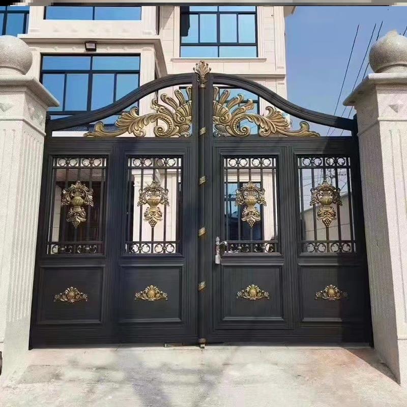 别墅大门庭院门家用铝合金院子双开门电动花园门定制农村对开小门