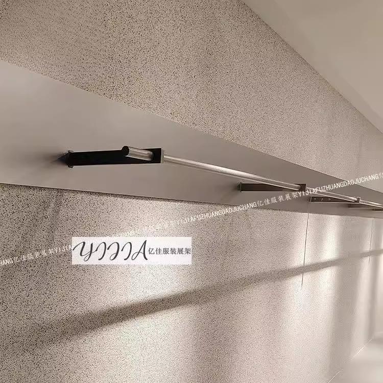服装店展示架上墙不锈钢侧挂架衣架女装专用陈列工业风壁挂式货架