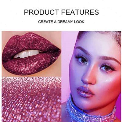 SUMEITANG 4 Colors Glitter Lipsticks Diamond Shimmer Metalli