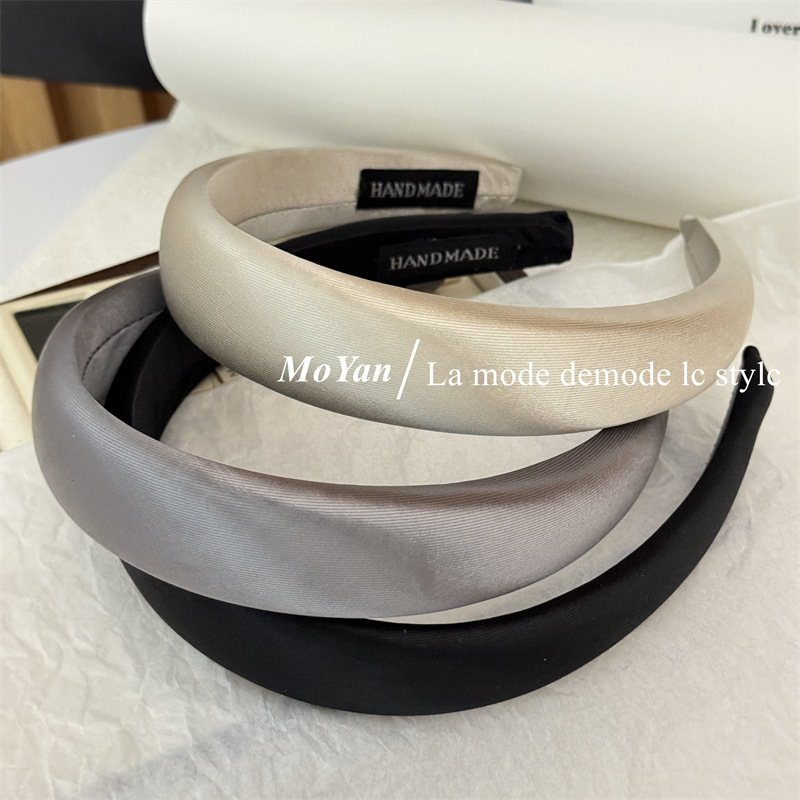 感复古纹理发箍纯色海绵头箍外出压发卡简约高颅顶宽网红头饰