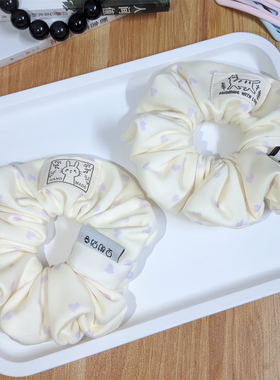 见甜则喜 原创手作小众设计大肠发圈奶黄色爱心甜美丸子头绳发饰