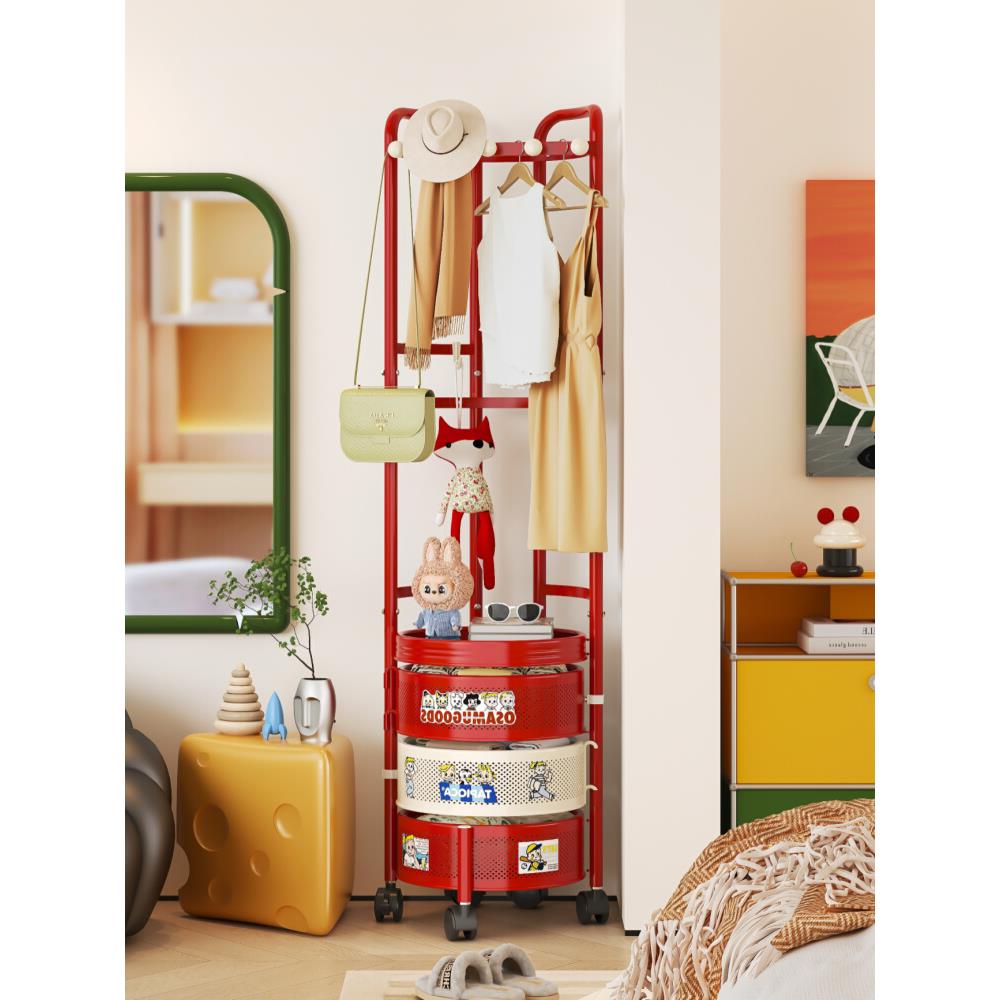 雅图诗转角衣帽架卧室多巴胺简易衣架落地家用床头柜挂包架挂衣架