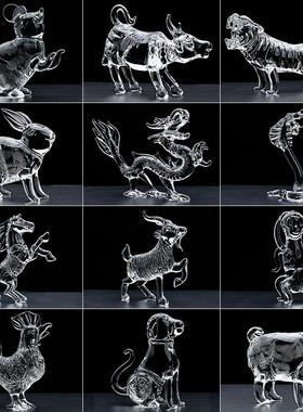 水晶12十二生肖鼠牛虎兔龙蛇马羊猴鸡狗猪客厅工艺品属相装饰摆件