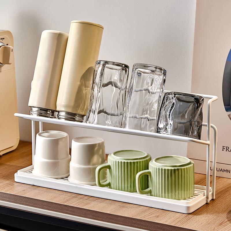 雅港双层杯架餐桌吧台放水杯架子玻璃杯茶杯马克杯收纳沥水置物架