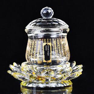 水晶佛杯大悲咒净化水杯佛堂莲花杯大悲圣水佛堂供养杯观音拜菩萨
