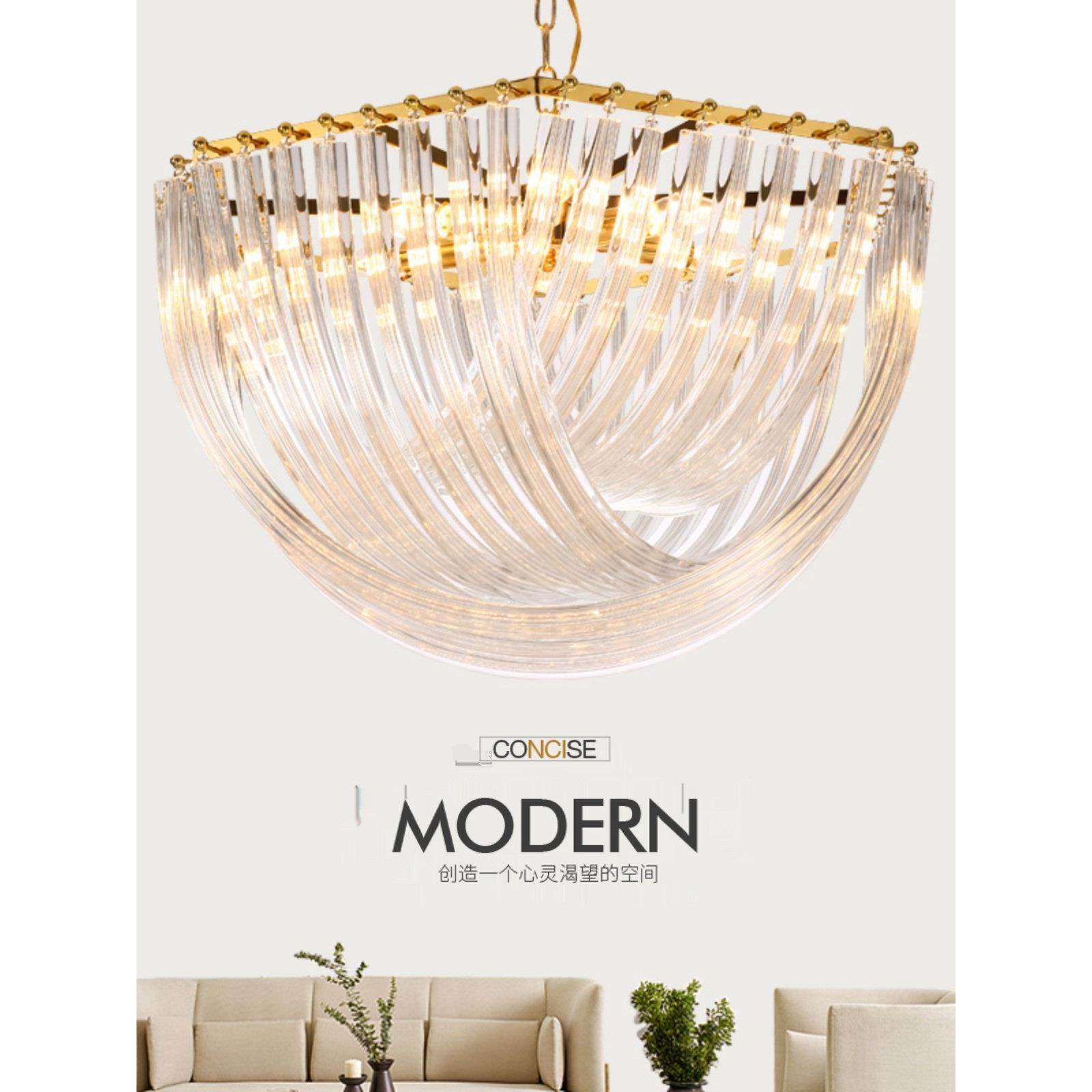 后现代北欧轻奢客厅水晶吊灯欧式样板房餐厅个性创意简约卧室灯圆