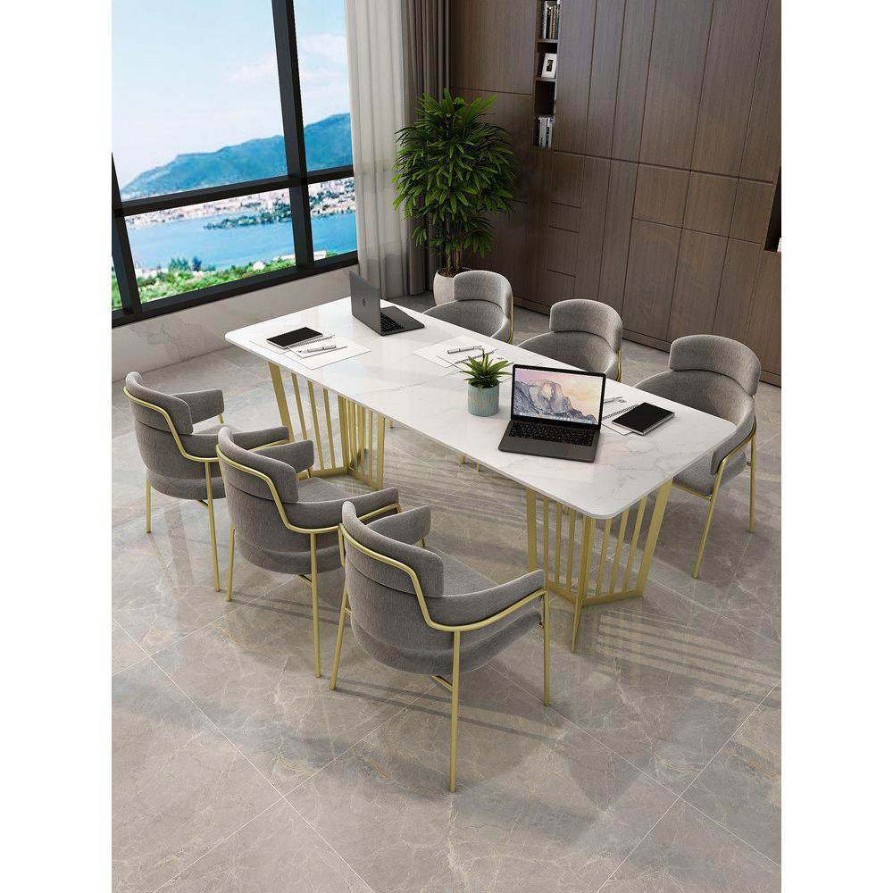 北欧大理石办公桌椅现代简约会议桌长桌轻奢接待会客洽谈桌工作台