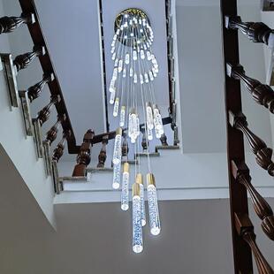 2024新款楼梯吊灯复式楼梯间吊灯别墅自建房超长旋转楼梯灯长吊灯