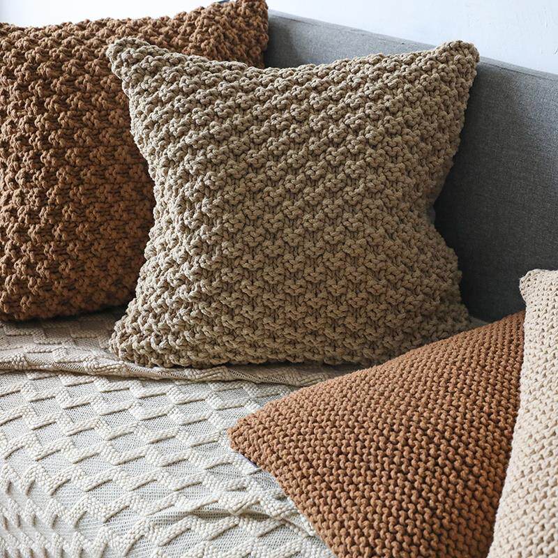 弋采可定制纯手工编织艺术立体菠萝纹靠垫方枕腰枕抱枕沙发靠背套