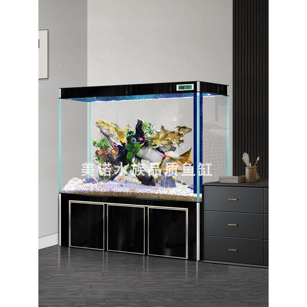 家用免换水鱼缸客厅2025全新超白玻璃大型金鱼缸鱼缸底部过滤器定