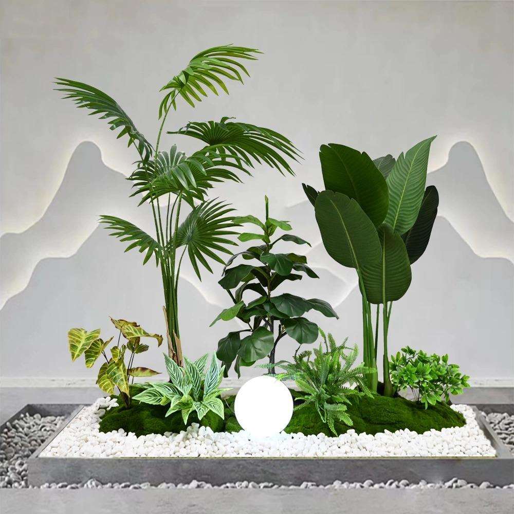 仿真植物造景蒲葵旅人蕉盆栽假绿植景观组合橱窗墙角楼梯下装饰