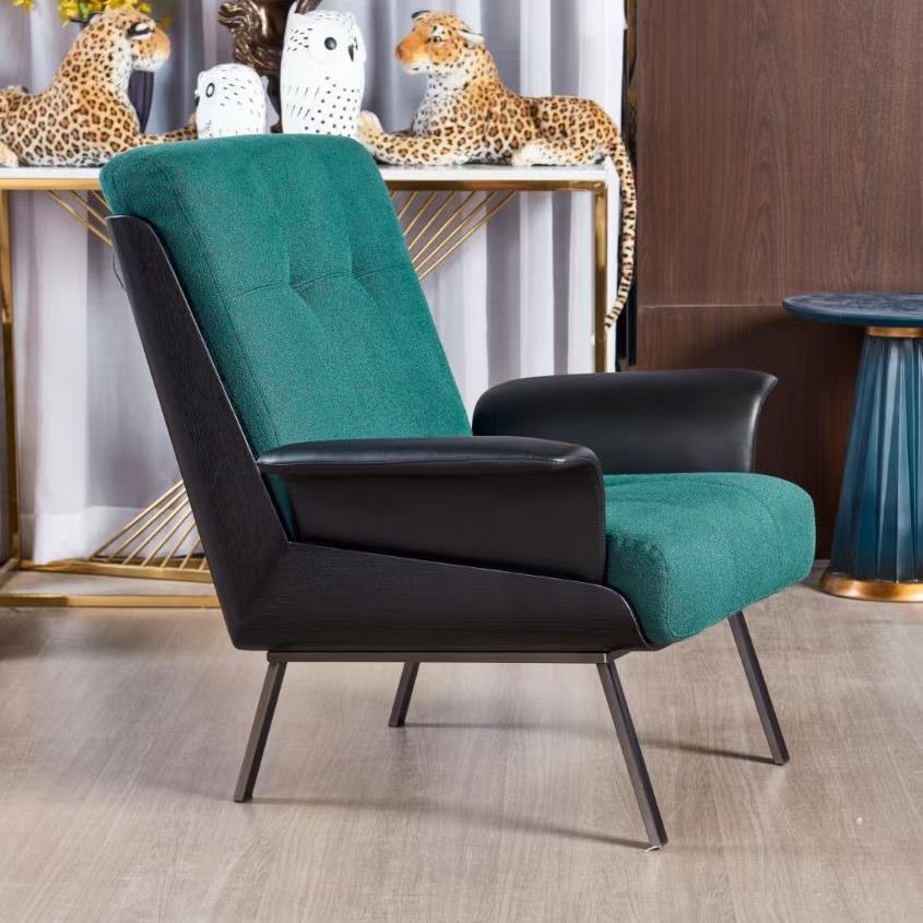 北欧实木单人沙发椅客厅小户型靠背椅售楼部接待洽谈椅阳台休闲椅