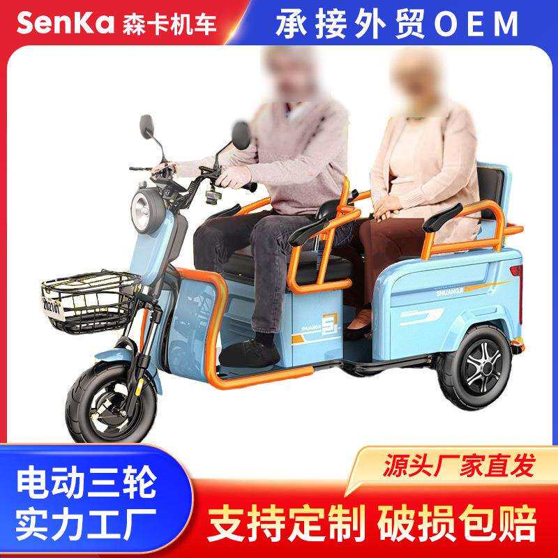 载人电动三轮车休闲可拉货客两用电车家用兜风车观光游览接送电车