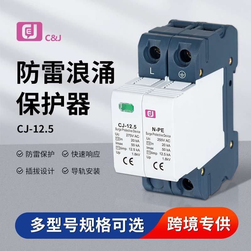 策佳浪涌保护器SPD避雷器1P+N/3P+N家用AC275V交流直流电涌防雷器