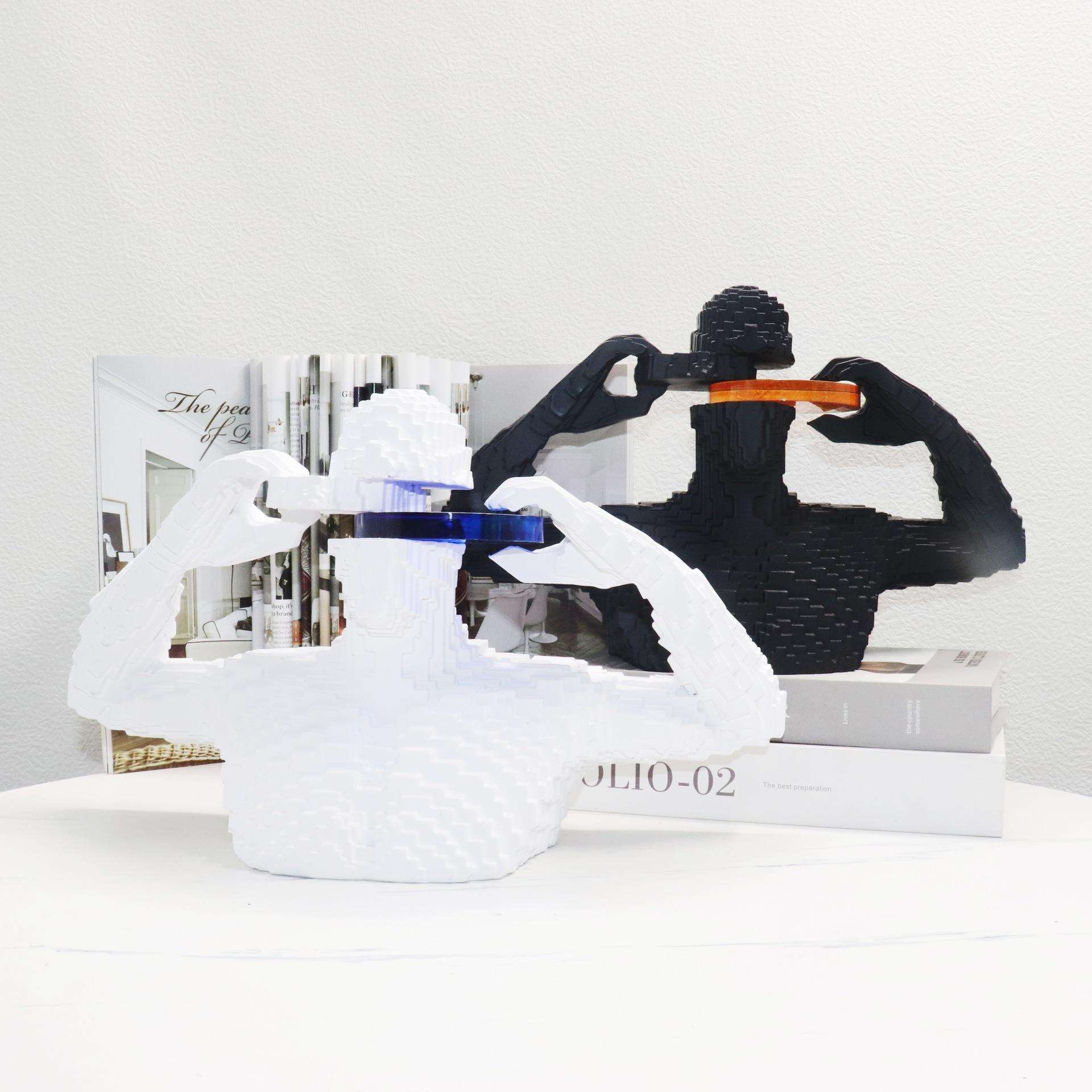 现代简约创意马赛克人物雕塑摆件样板房客厅电视玄关酒柜软装饰品