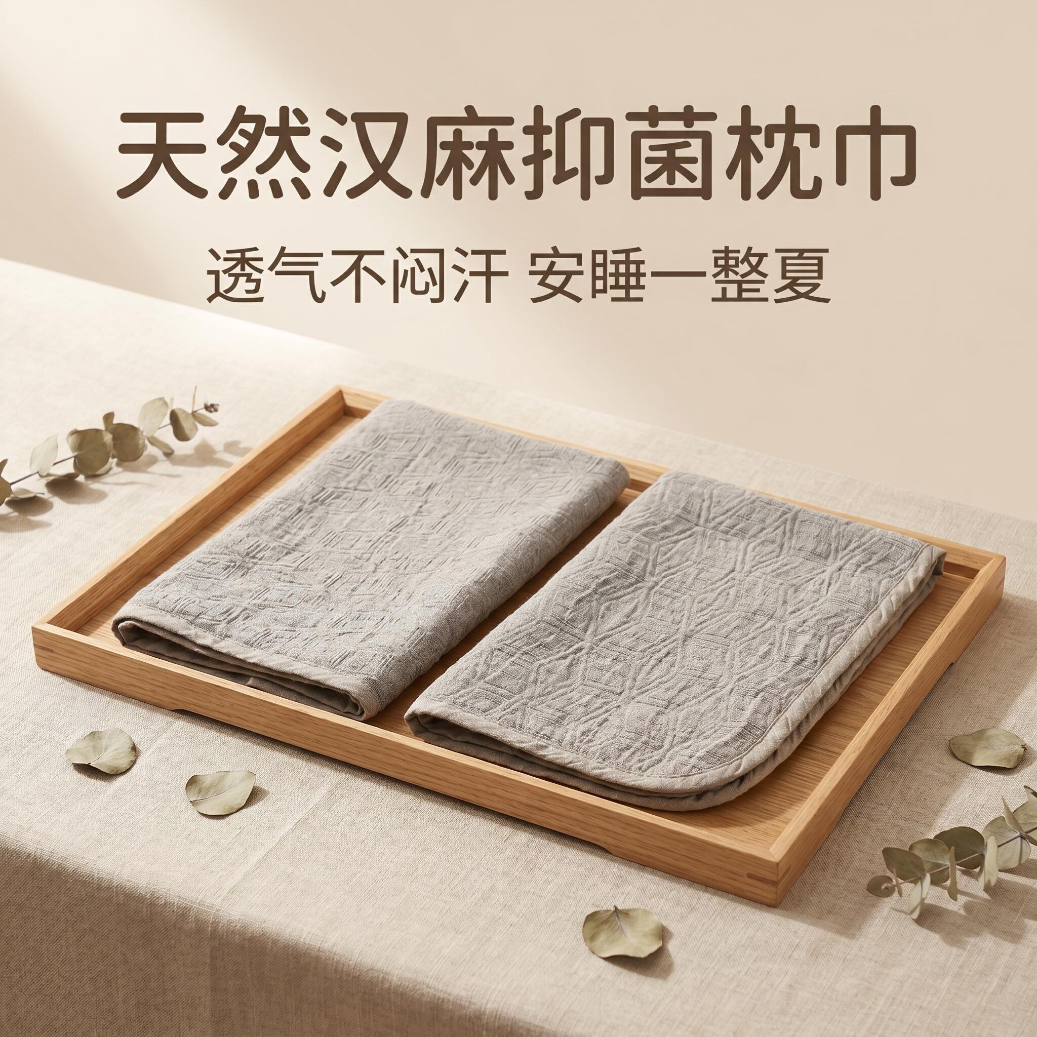 纯汉麻双雨露枕巾高支提花枕巾
