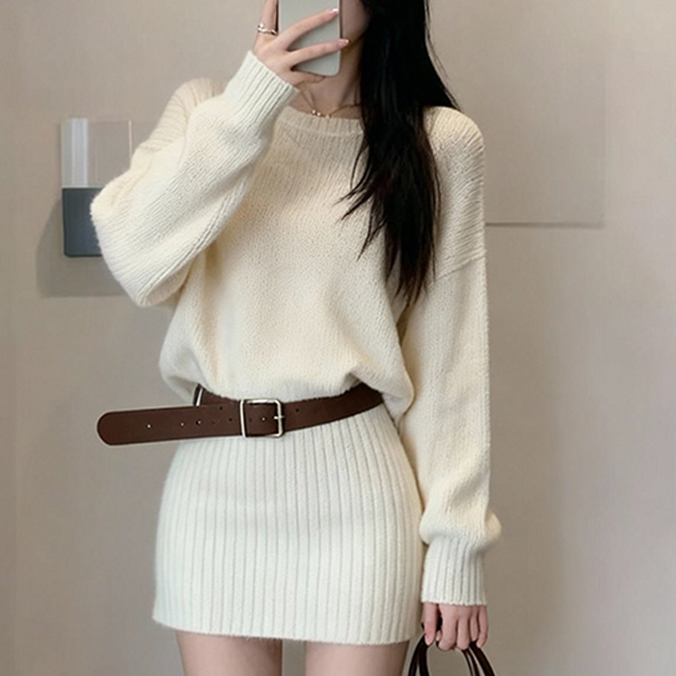 韩系慵懒风高级感针织连衣裙子大衣女秋冬季新款气质减龄