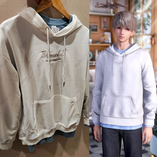 恋与深空沈星回COS服星星同款小学生纯棉连帽刺绣白色卫衣暇时