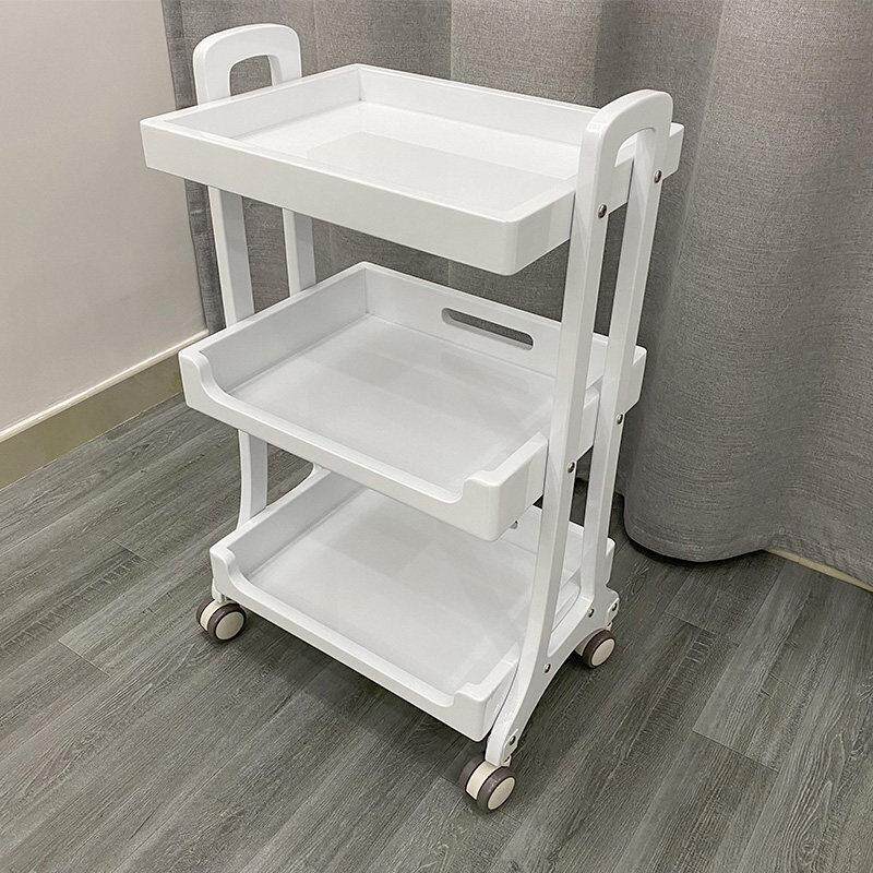 高档皮肤管理工具车三层移动置物架美容车小推车实木美甲美发英语