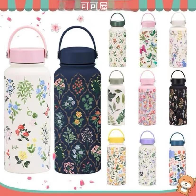 1000ML保温瓶保温杯大容量不锈钢便携式运动瓶户外印刷水杯水杯