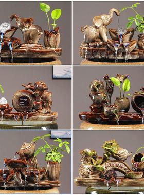 陶瓷鱼缸鱼盆流水过滤器风水轮车财饰石槽喷泉景观加湿加氧