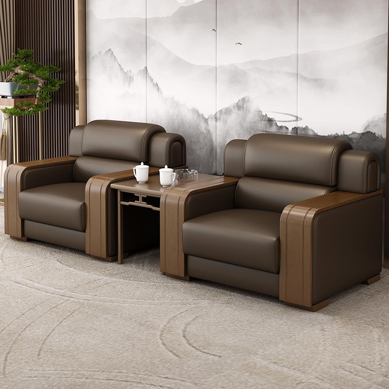 办公接待沙发会客贵宾新中式会议室大会堂领导商务会客洽谈单人位