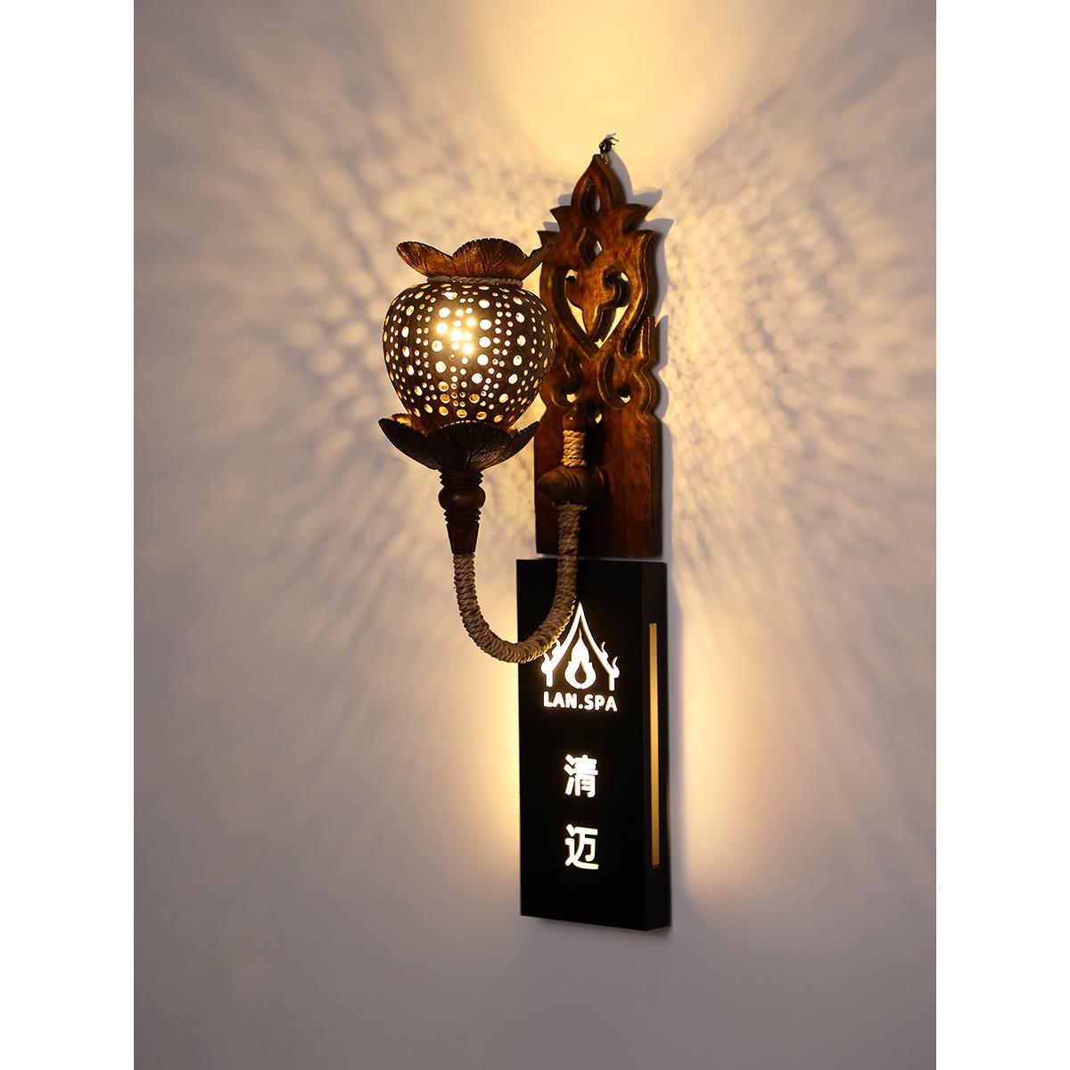 异丽东南亚会所门口挂饰泰式美容院房间装饰发光门牌号码牌定制
