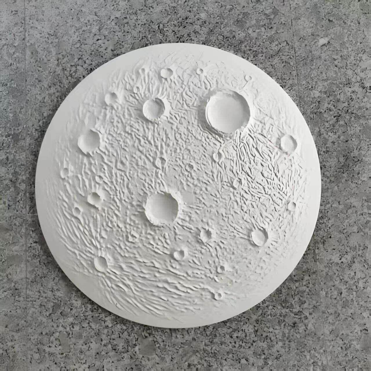 网红爆款3D立体月球石膏浮雕壁画背景墙月亮灯月球圆盘投射灯盘