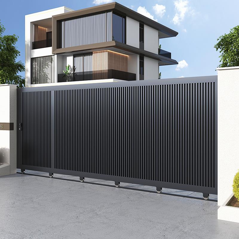 电动平移门铝合金别墅大门单双开推拉门农村自建房大门入户车库门