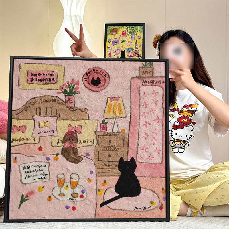 小猫日记小红书同款手绘装饰挂画