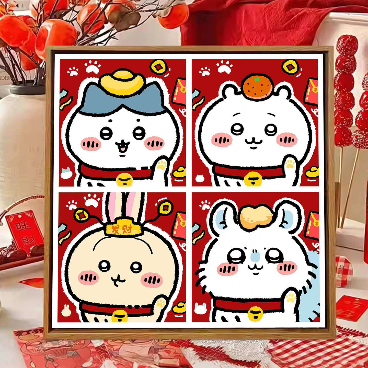 chiikawa新年数字油画diy填充吉伊卡哇手工画乌萨奇小八装饰周边