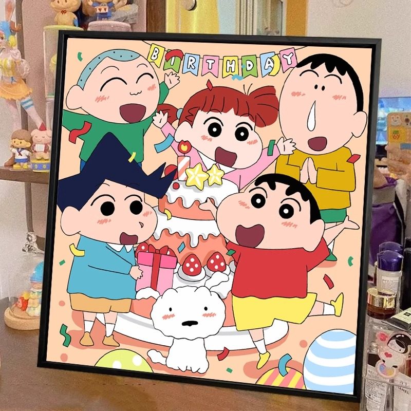 蜡笔小新生日礼物数字油画diy手工绘填涂色卡通氛围感油彩装饰画