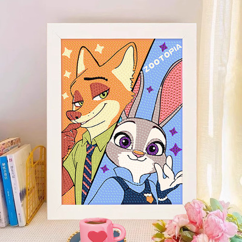 疯狂动物城钻石画情侣手工diy画