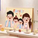 饰画 可爱全家福diy数字油画填充填色手工手绘一家三四口油彩画装