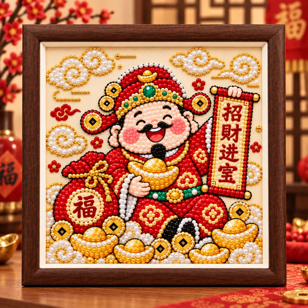 财神送宝diy珍珠画手工材料包