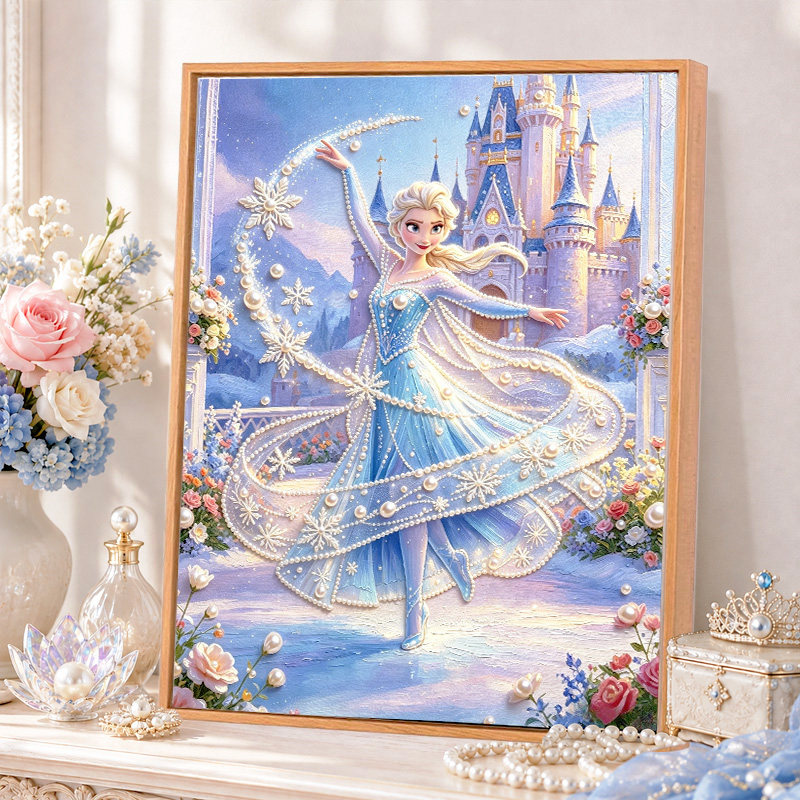 冰雪公主手工diy珍珠钻石玩具画
