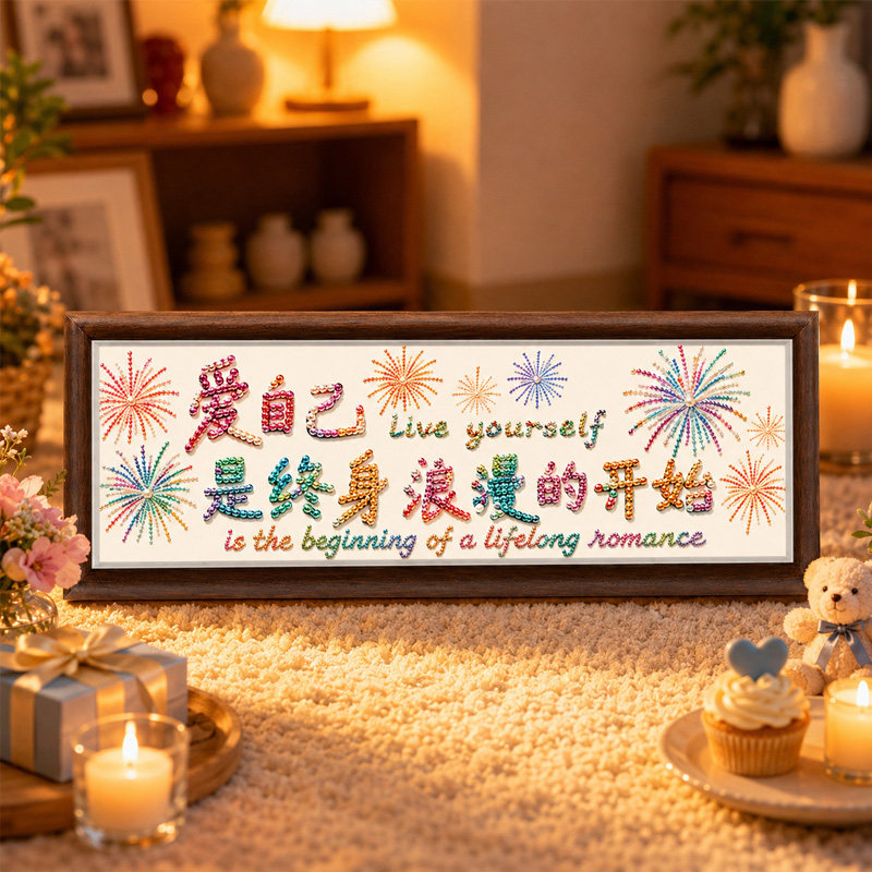 ins爱自己治愈文字珍珠钻石画
