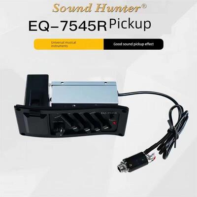 木吉他通用拾音器EQ-7545R黑色古典民谣需开孔四段均衡器乐器配件