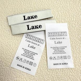 Lake现货韩国领标洗水标韩国东大门流行服装布标织唛标签唛头现货
