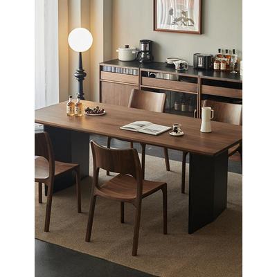 北美黑胡桃木餐桌客厅工作台中古大板桌家用书桌长方形实木吃饭桌