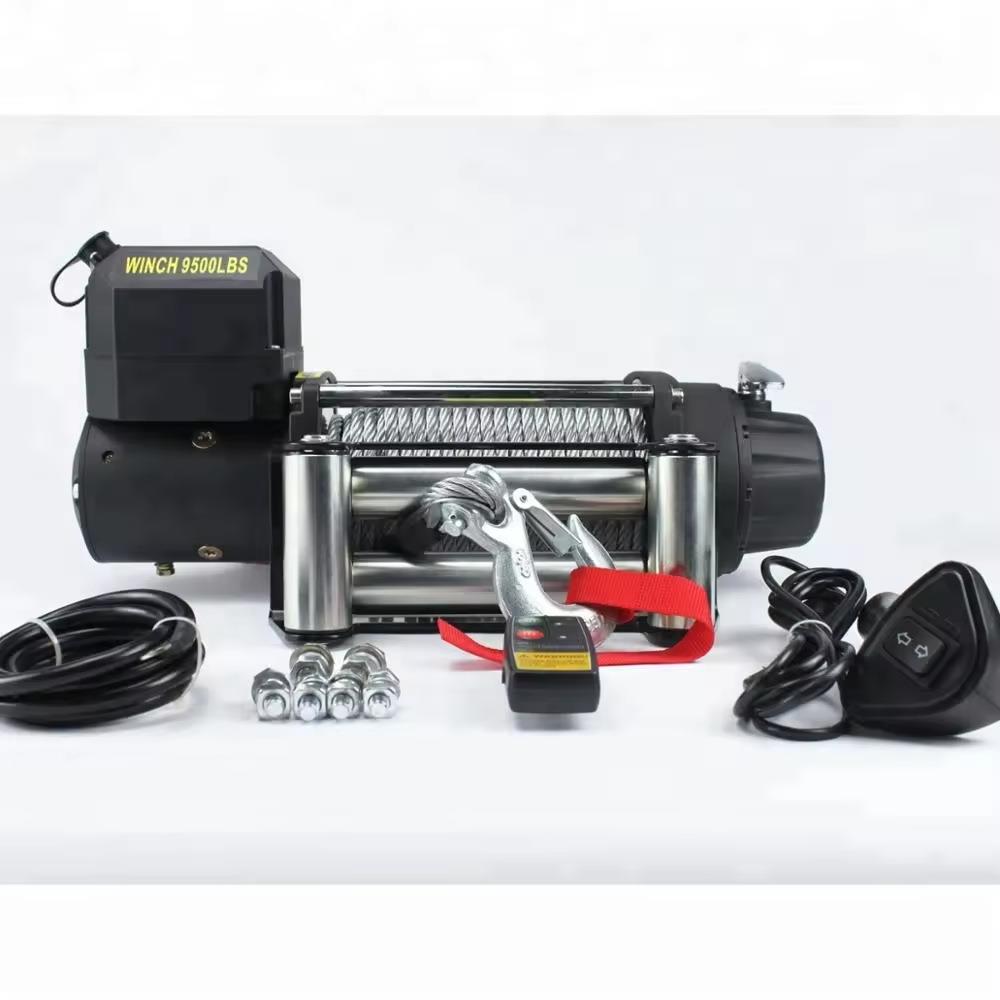 厂家直销12v/24v快速9500磅越野车绞盘电动绞盘快速车载绞盘