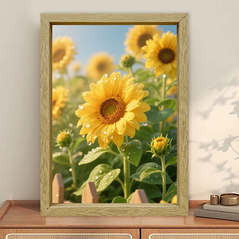 向日葵向阳而生十字绣相框摆台画欣欣向荣钻石画客厅书房装饰挂画