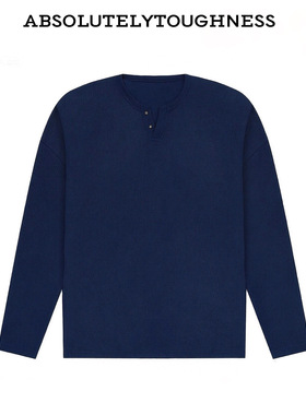 【AT】V领落肩3D华夫格长袖oversize 松弛感秋冬打底长袖