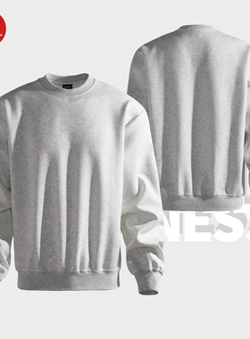 ABSTOUGH小领口boxy短宽圆领卫衣男士百搭休闲宽松打底套头男长袖