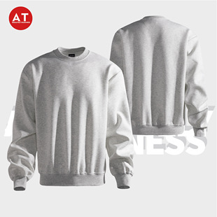 ABSTOUGH小领口boxy短宽圆领卫衣男士 百搭休闲宽松打底套头男长袖