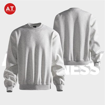 ABSTOUGH小领口boxy短宽圆领卫衣男士百搭休闲宽松打底套头男长袖