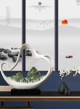 新款直销新中式假山摆件家居客厅酒柜装饰品酒店会所玄关轻奢开业